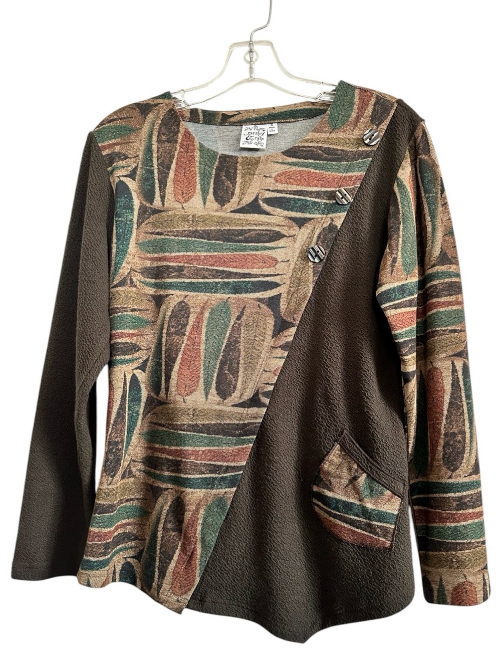 Parsley & Sage Brown & Green Multicolor Abstract Panel Top